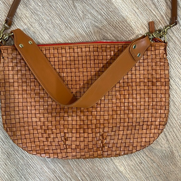 Clare V Handbags - Clare V Moyen Messenger bag woven brown with red zipper